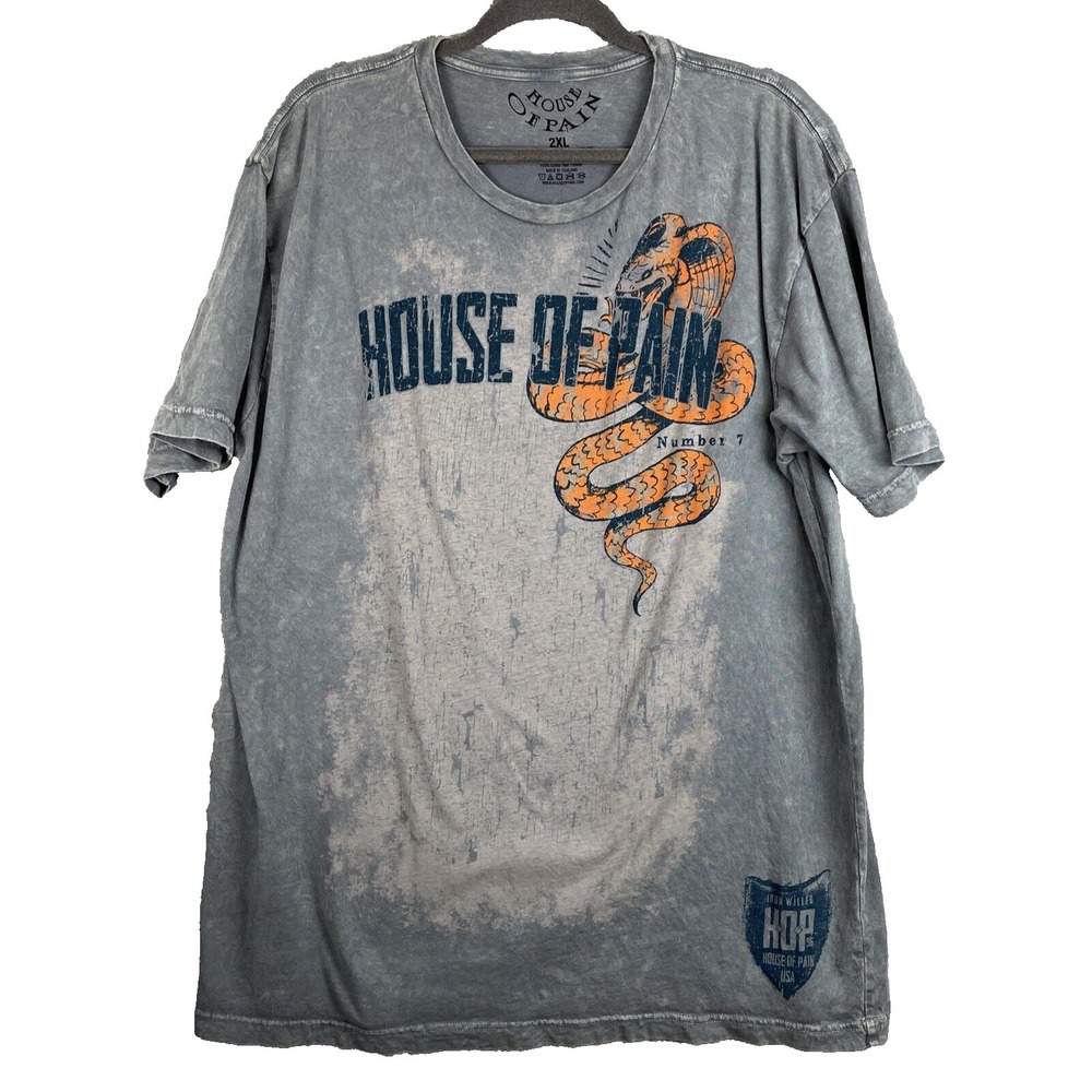 House Of Pain T Shirt Mens 2XL Gray Snake‎ Number 7 Short Sleeve Cotton Tee